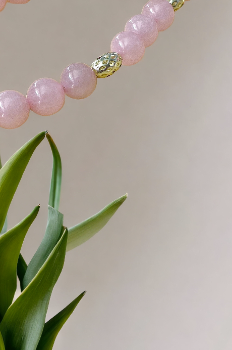Rose Quartz & Silver Filigree Lattice Necklace