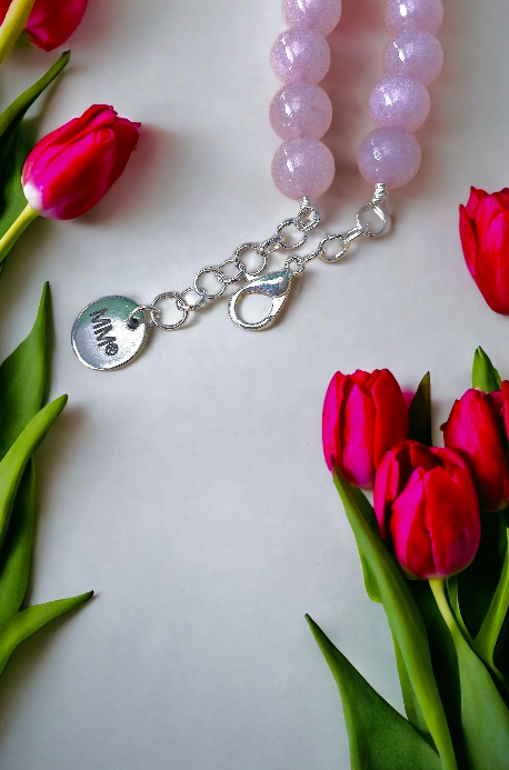 Rose Quartz & Silver Filigree Lattice Necklace
