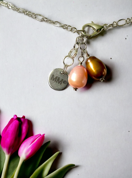 Rose Quartz Heart and Pearl Pendant Chain Necklace