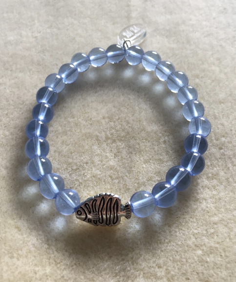 Round Transparent Glass and Fish Bead Bracelet