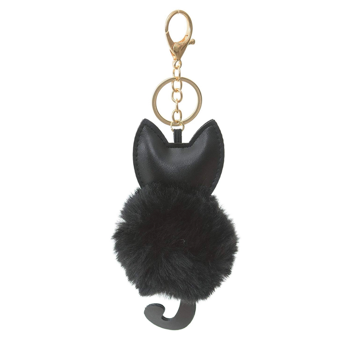 Pair of Black and Grey Cat Pom Pom Keychains