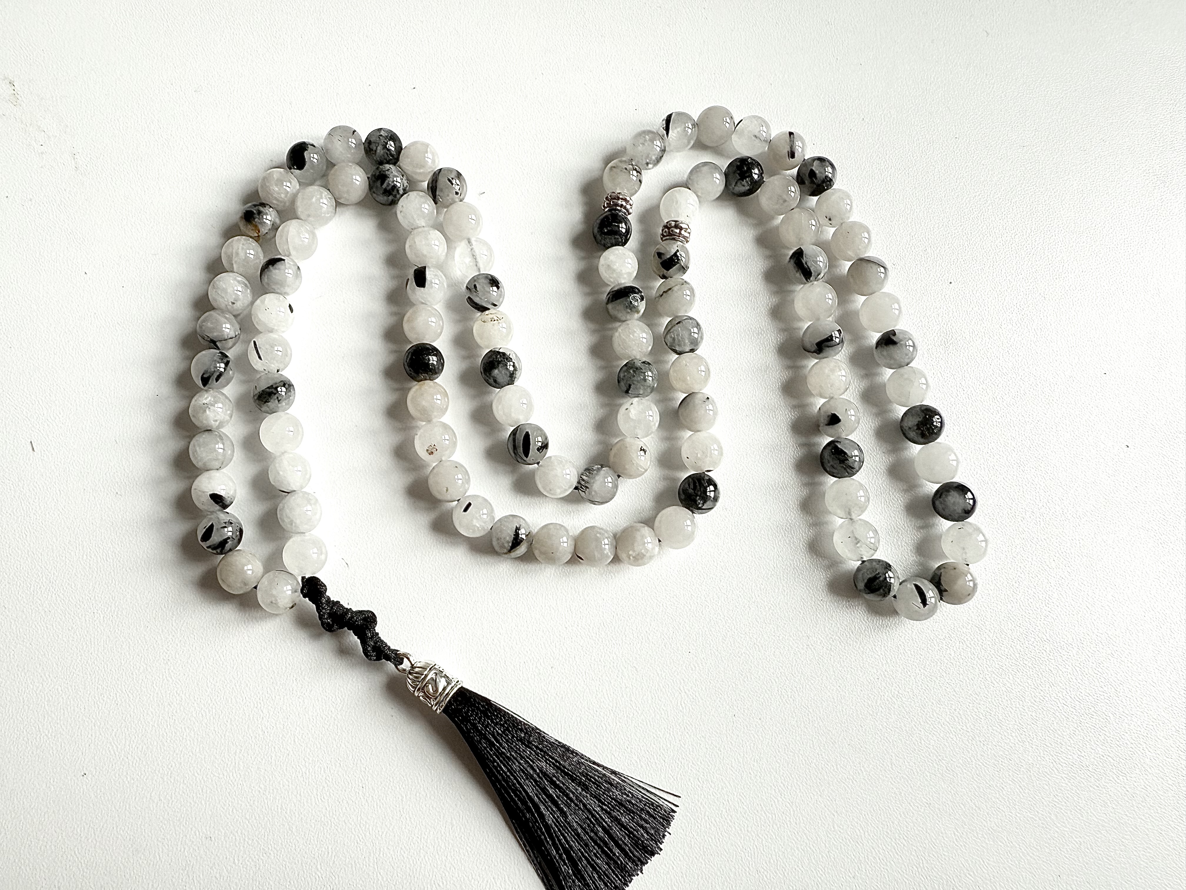 99 Black & White Rutilted Quartz Masbaha | Tasbih