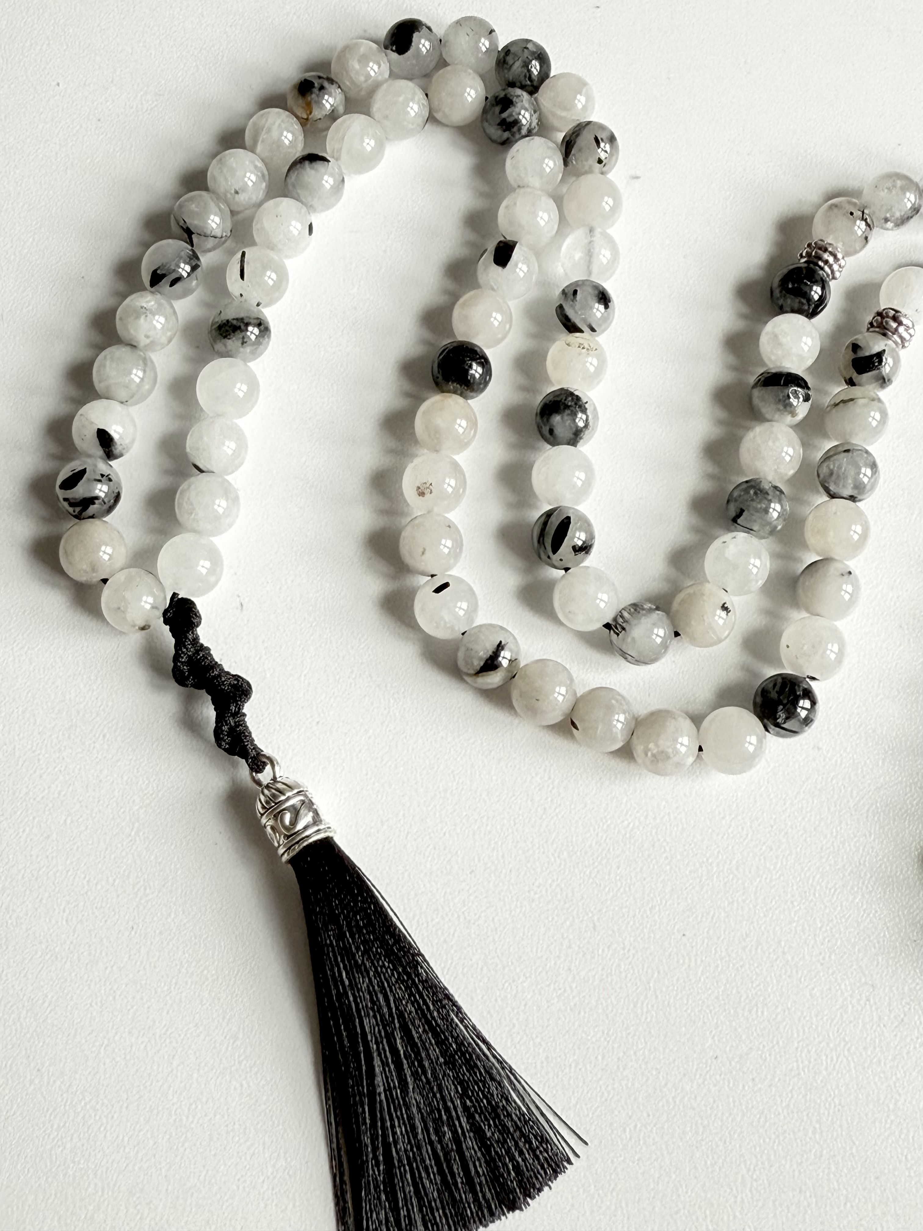 99 Black & White Rutilted Quartz Masbaha | Tasbih