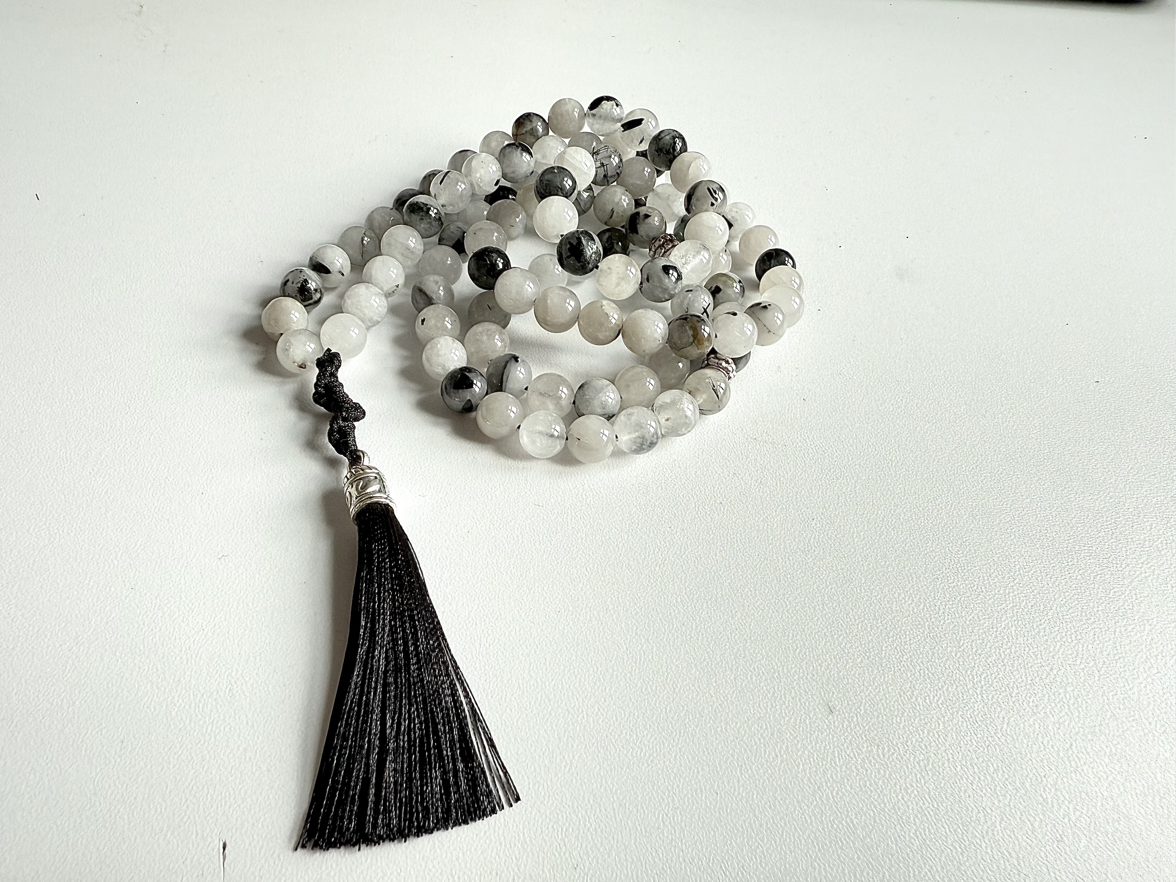99 Black & White Rutilted Quartz Masbaha | Tasbih