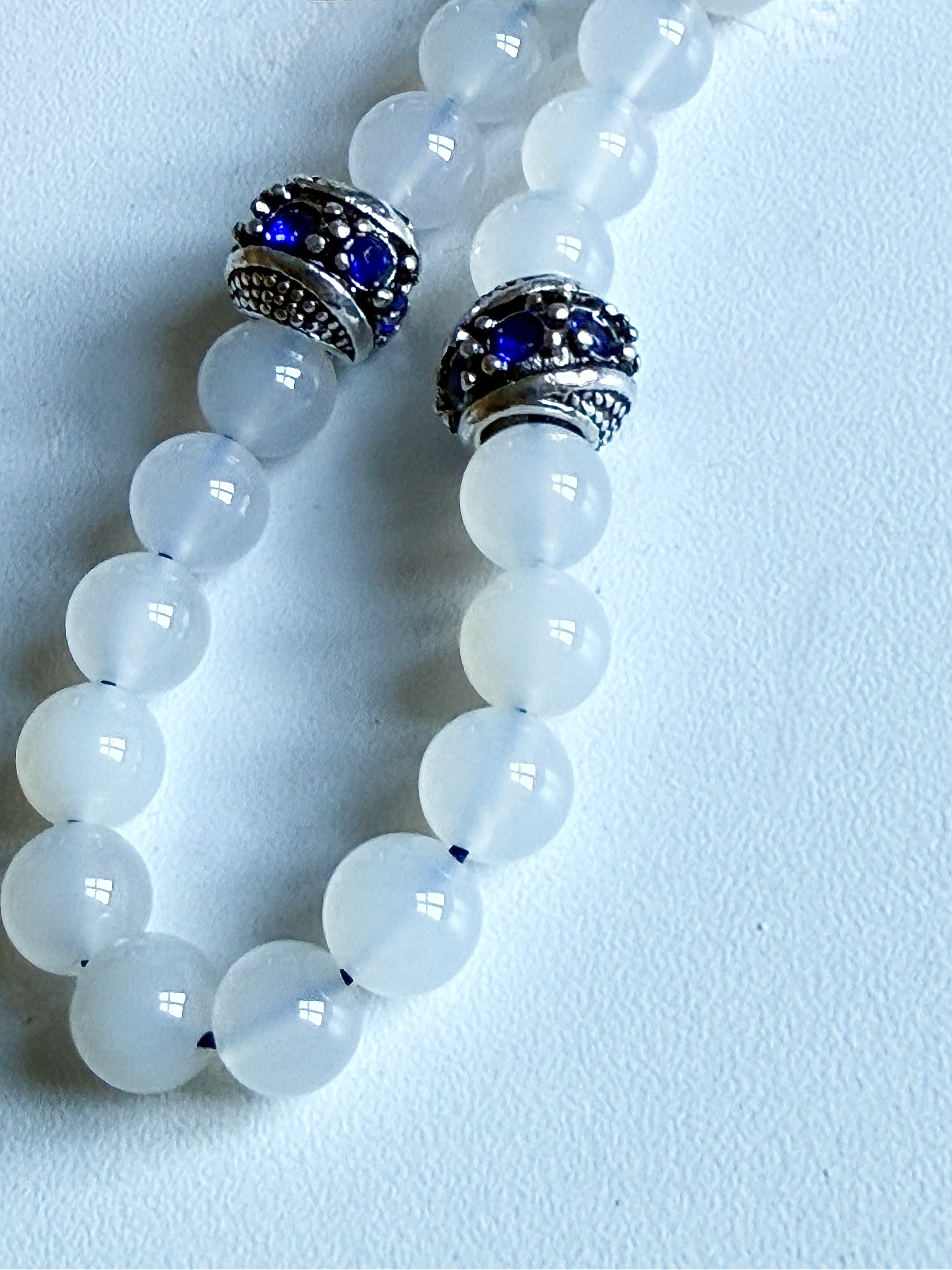 33 Navy and White Agate Aqeeq Masbaha | Tasbih