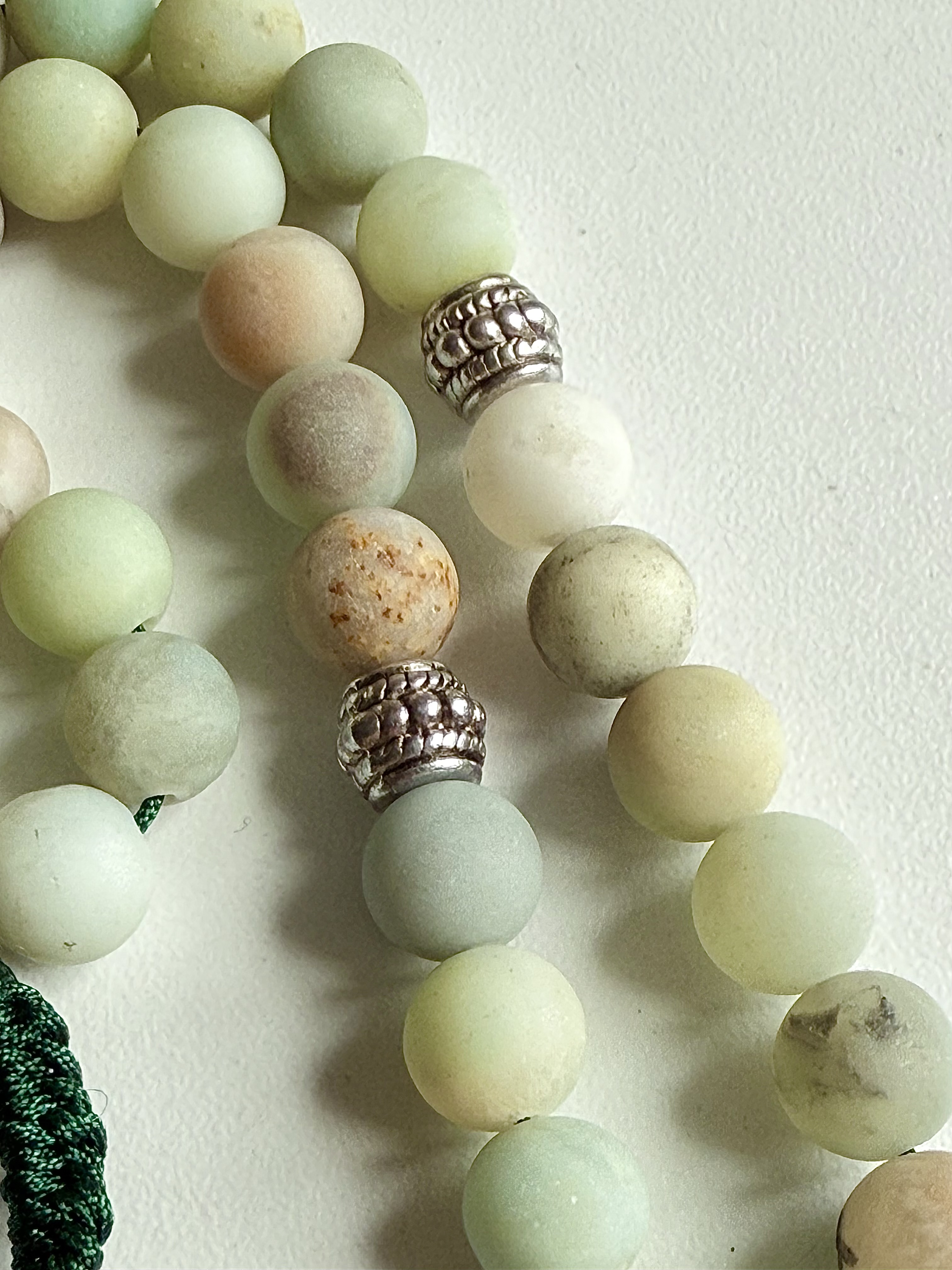 33 Green & Frosted Flower Amazonite Masbaha | Tasbih