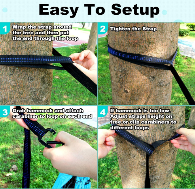 Camping Hammock Double & Single Portable Hammocks with 2 Tree Straps and Attached Carry Bag,Great for Outdoor,Indoor,Beach,Camping,Light Grey  Sky Blue