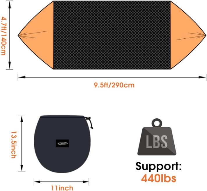 Large Camping Hammock with Mosquito Net 2 Person Pop-up Parachute Lightweight Hanging Hammocks Tree Straps Swing Hammock Bed for Outdoor Backpacking Backyard Hiking