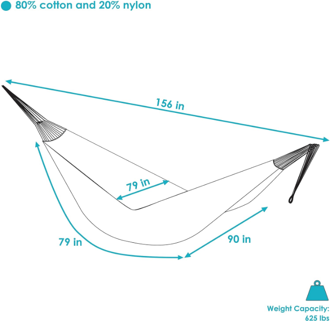 Handwoven XXL Thick Cord Mayan Family Hammock - 625-Pound Capacity - Black/Natural