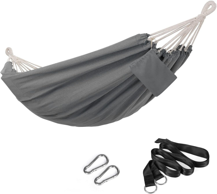 Double Hammock, 98.4 x 59.1 Inches, 660 lb Load Capacity, with Compression Bag, Mounting Straps, Carabiners, for Terrace, Balcony, Garden, Outdoor, Camping, Gray UGDC15GY