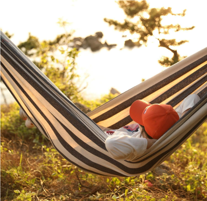 Double Hammock with Tree Straps - 2 Persons Hammock Portable Hanging Camping Bed for Patio, Backyard, Porch, Outdoor and Indoor Use - Soft Cotton Hammock with Carrying Bag, 340x160cm