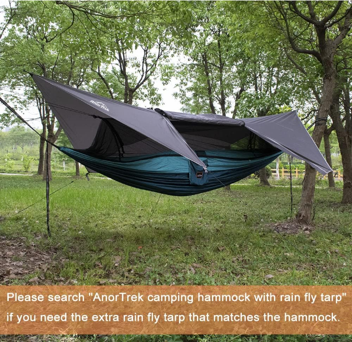 Camping Hammock with Mosquito Net, Double & Single Lightweight Portable Hammocks with Tree Straps, Parachute Hammock for Camping, Backpacking, Traveling & Hiking