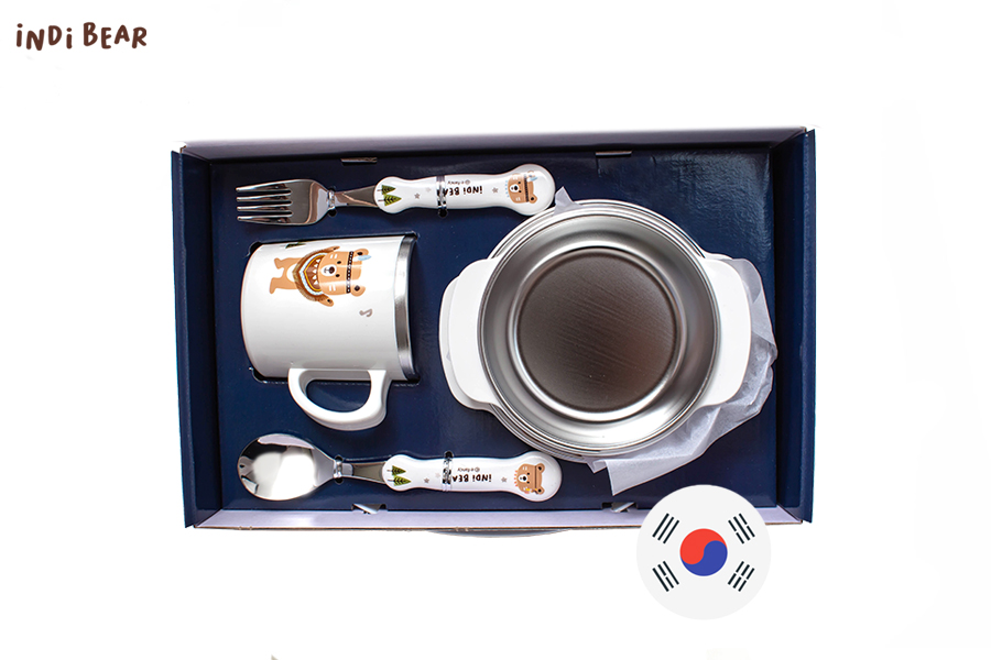 iNDi Bear Double Stan Tableware 5Pset-WHITE 
