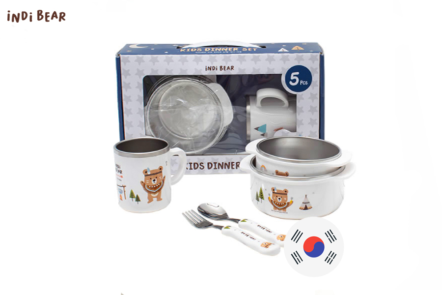iNDi Bear Double Stan Tableware 5Pset-WHITE 