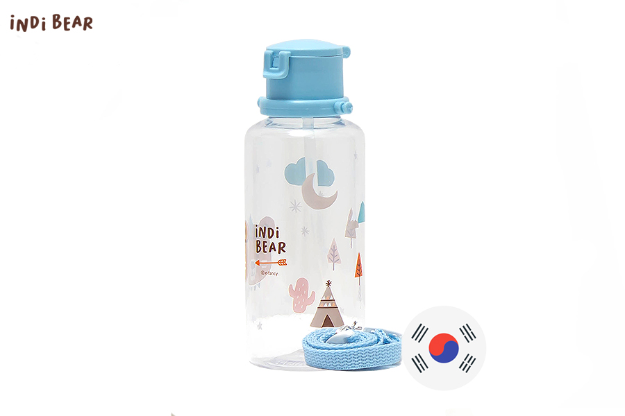 iNDi Bear S​houlder Strap Straw Water Bottle 380ML