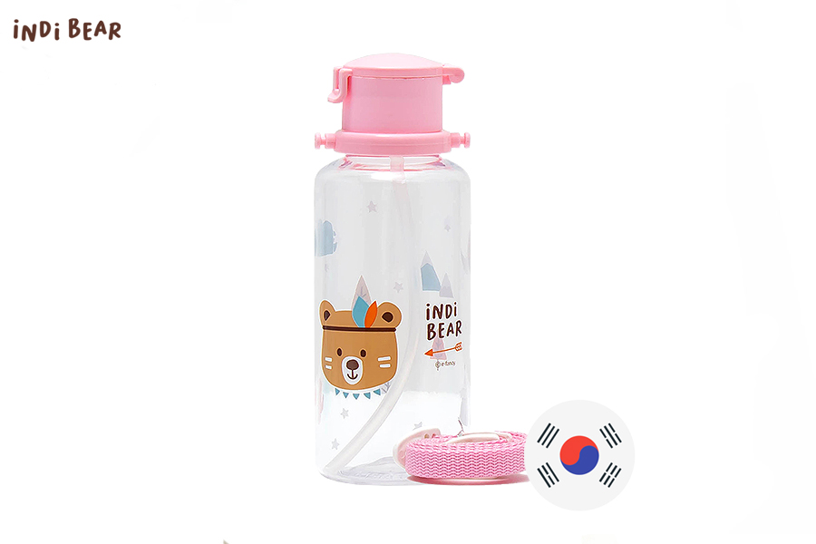 iNDi Bear S​houlder Strap Straw Water Bottle 380ML