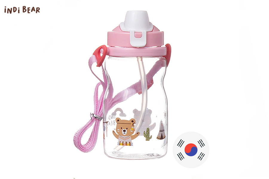 iNDi Bear S​houlder Strap Straw Water Ddungyi Bottle 350ML
