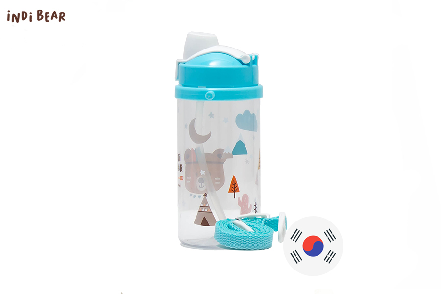iNDi Bear S​houlder Strap Straw Water Slim Bottle 350ML