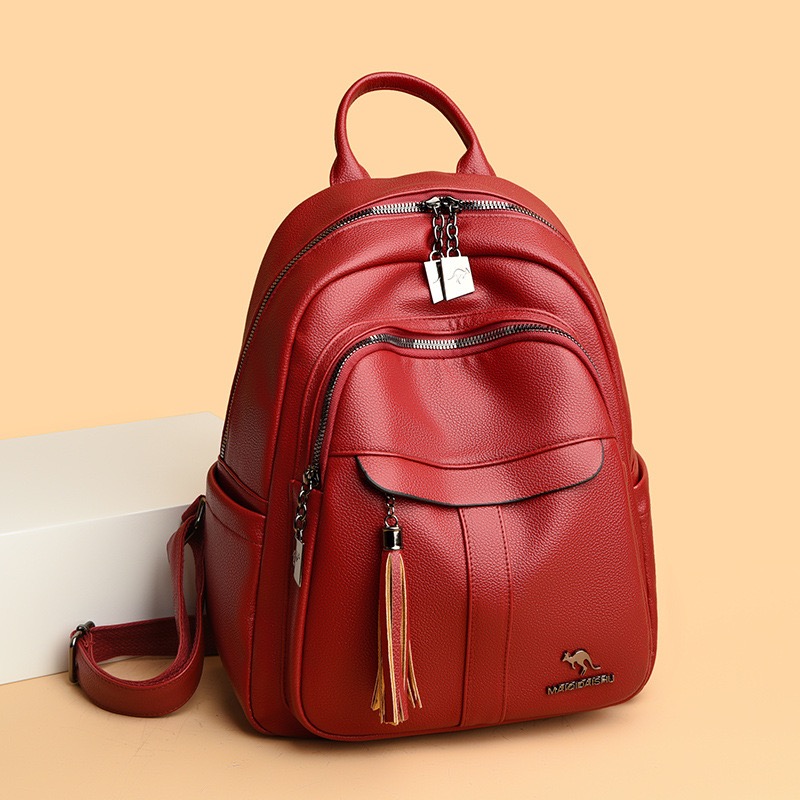 Fashionable Black Leather Backpack