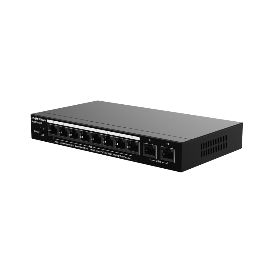 سويتش POE روجي إدارة سحابية ذكية وبـ8 منافذ جيجابت بقوة 70 واط RG-ES210GC-LP - أسود