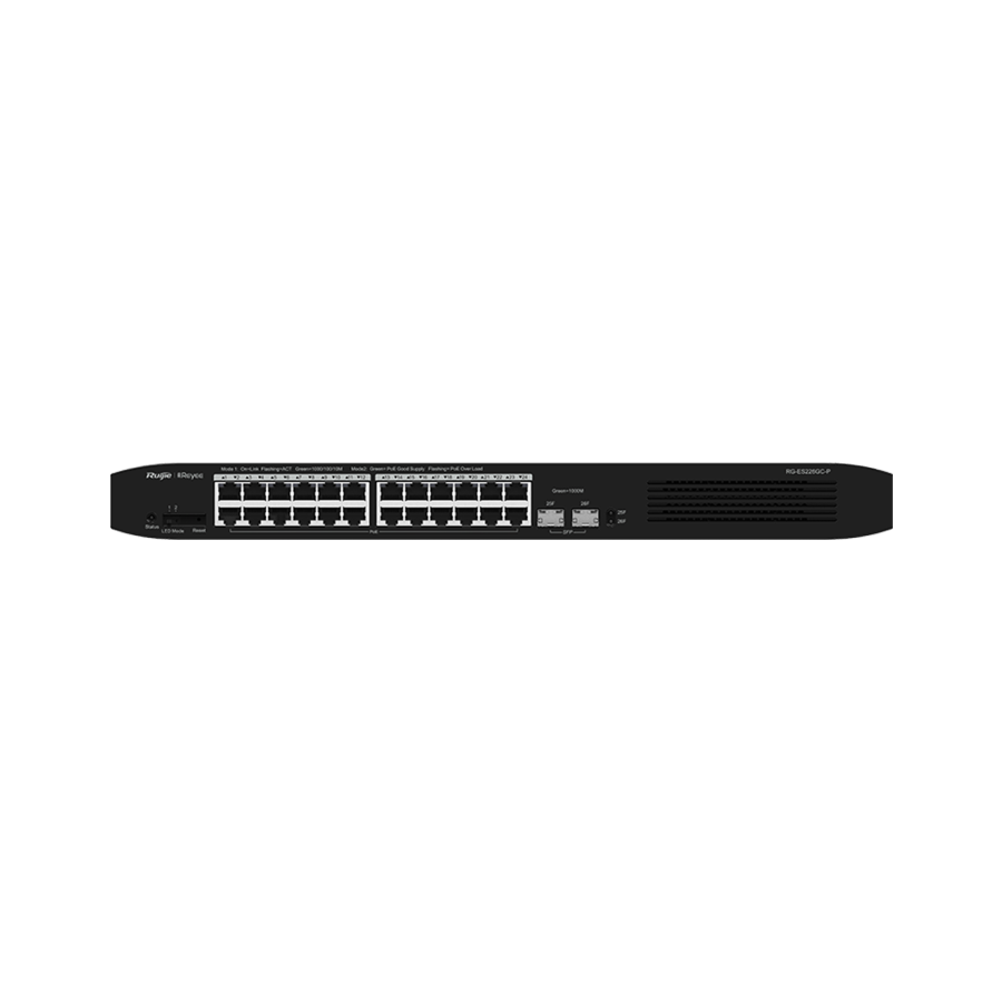 سويتش POE روجي إدارة سحابية ذكية وبـ24 منافذ جيجابت بقوة 370 واط RG-ES209GC-P - أسود