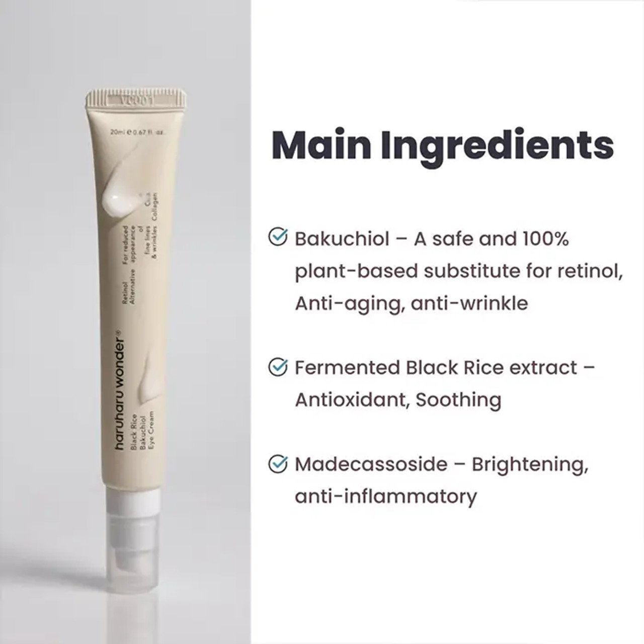 Paakių kremas su bakučioliu ir juodaisiais ryžiais „Black Rice Bakuchiol Eye Cream“