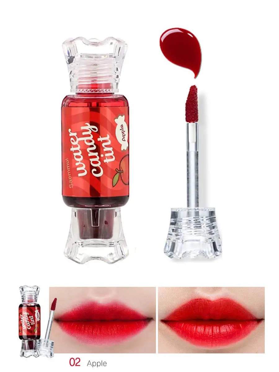 Ryškios spalvos lūpų blizgis su drėkinamuoju efektu "Saemmul Water Candy Tint" (Apple)