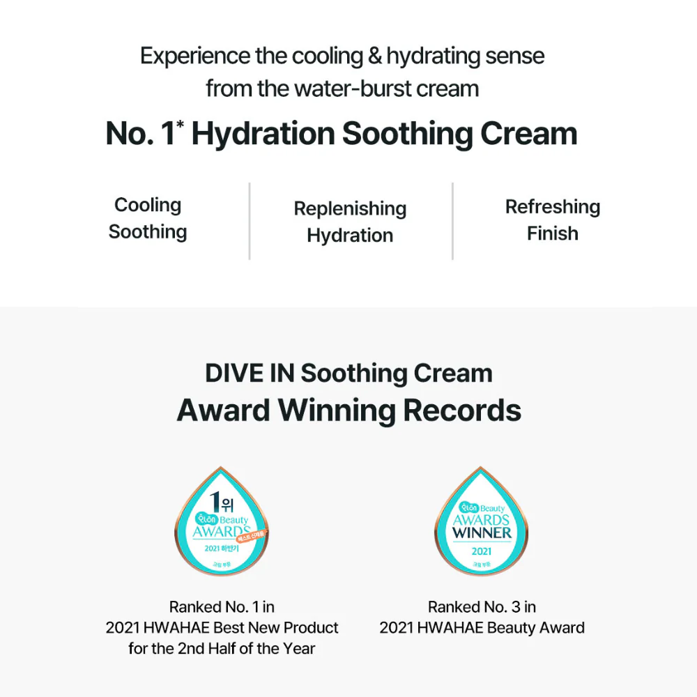 Drėkinamasis Veido Kremas "DIVE-IN Low Molecular Hyaluronic Acid Soothing Cream"