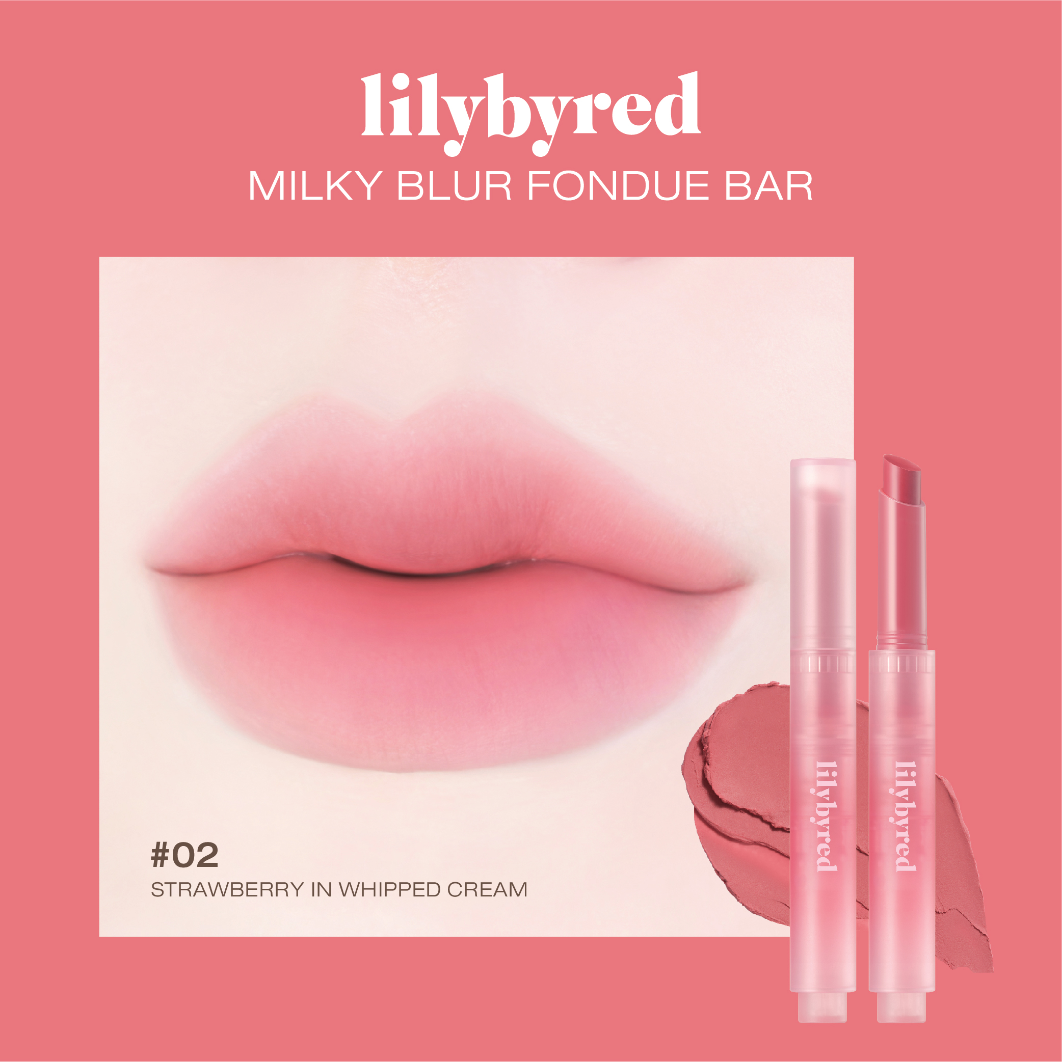  Lūpų blizgis "Milky Blur Fondue Bar #02 Strawberry in Whipped Cream"