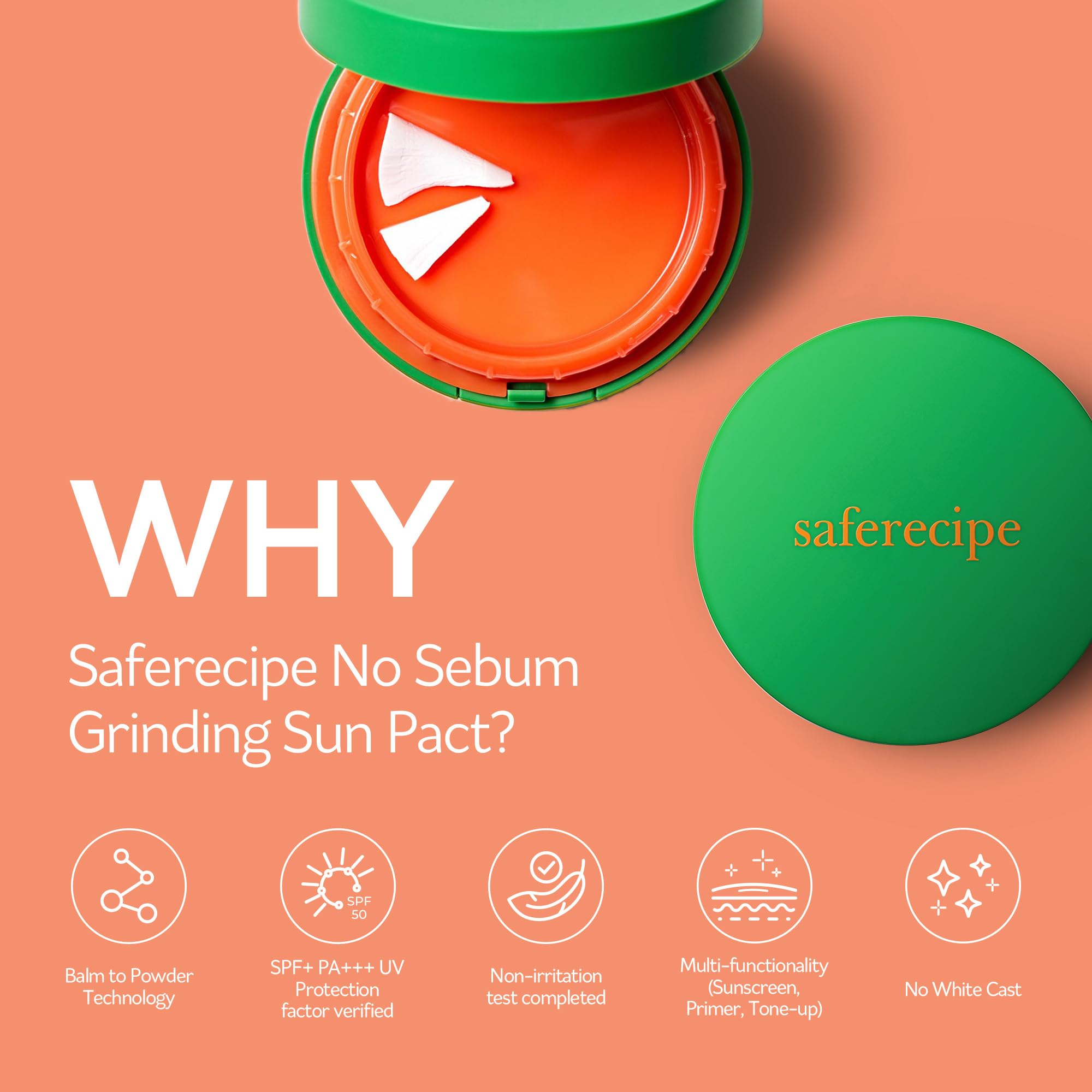 Apsauga nuo saulės "PESTLO Saferecipe No Sebum Grinding Sun Pact SPF 50+, PA+++"