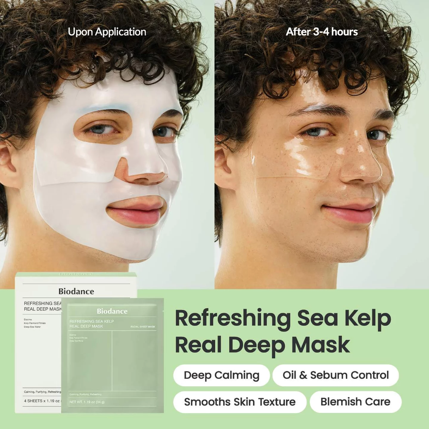 Veido kaukės „Refreshing Sea Kelp Real Deep Mask“ (4 vnt.)