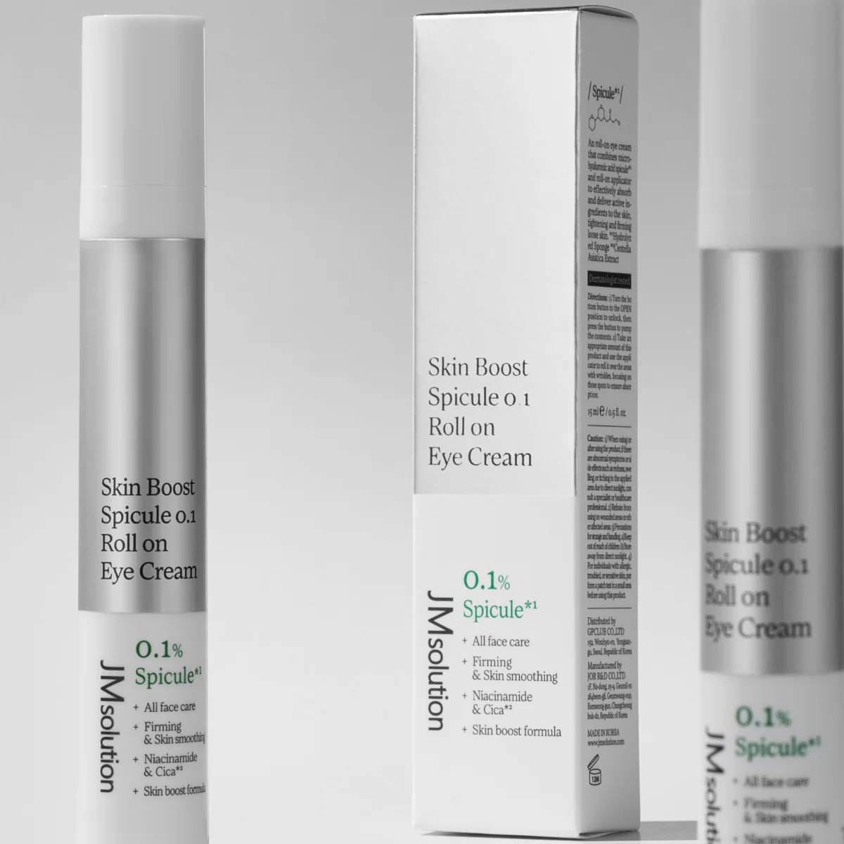 Paakių kremas JMsolution Skin Boost Spicule 0.1 Roll On Eye Cream – paakių kremas su mikro-spikulėmis (15 ml)