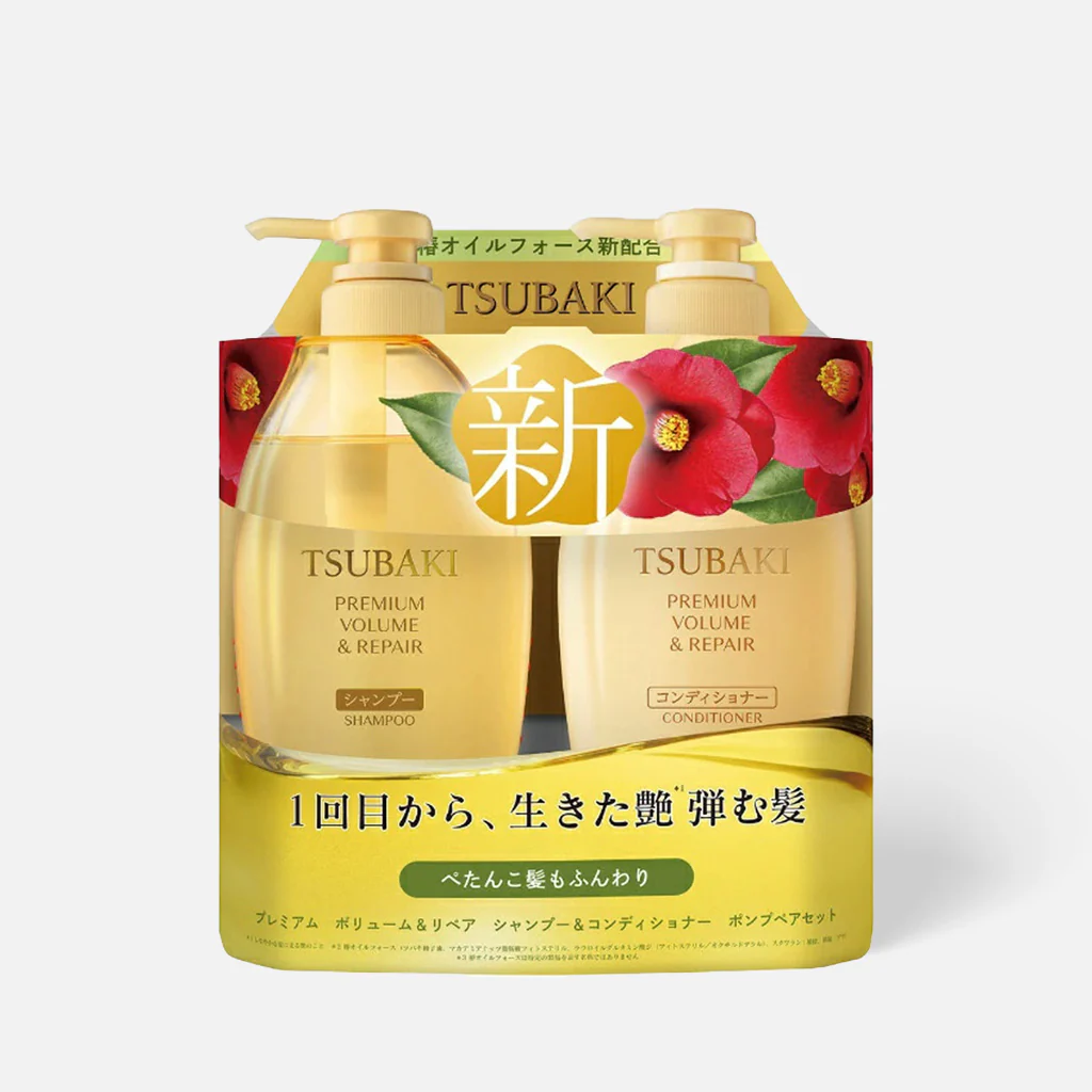 Shiseido Tsubaki Premium Volume & Repair Shampoo & Conditioner Set plaukų priežiūros rinkinys (450 ml + 450 ml)