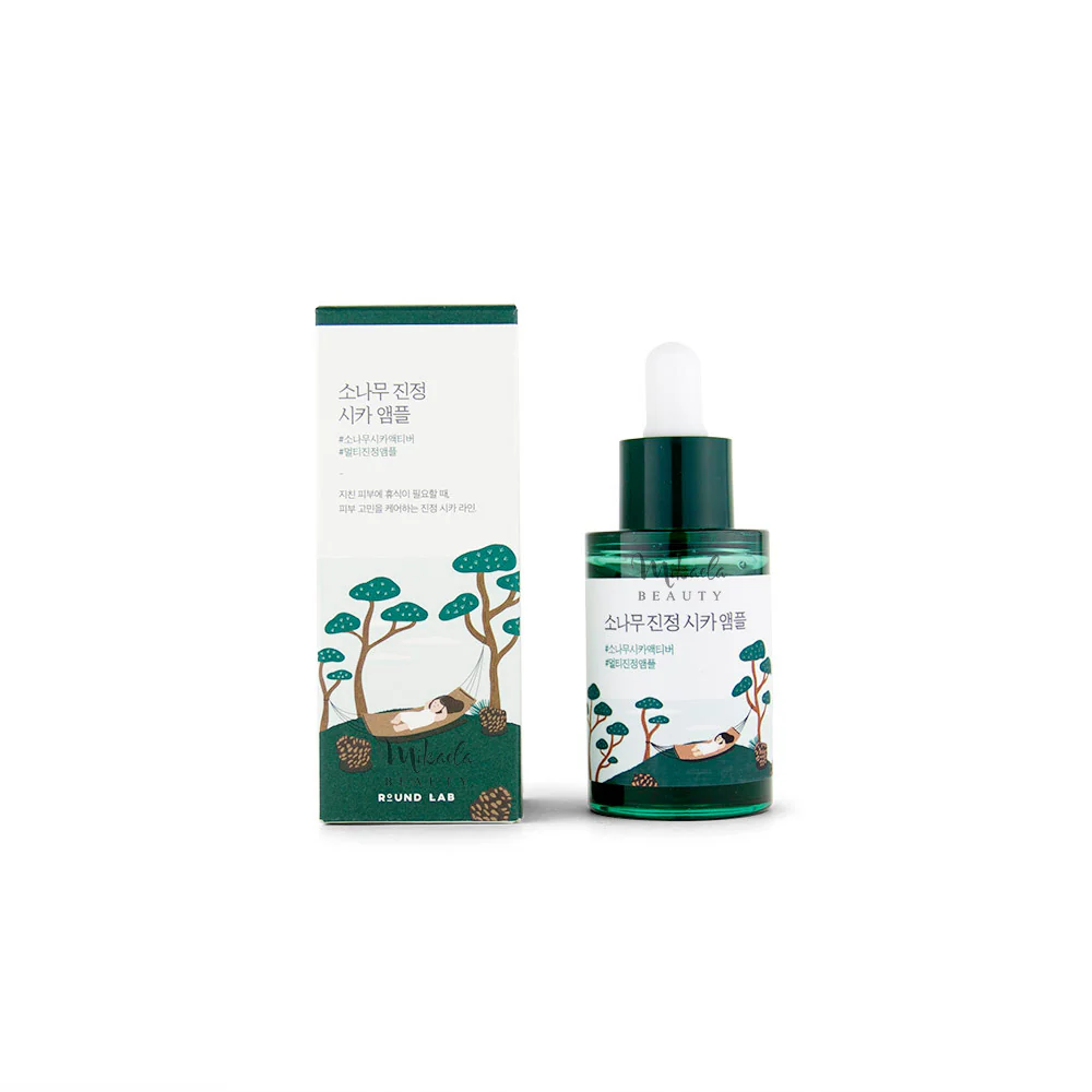 Veido serumas ROUND LAB Pine Calming Cica Ampoule – raminanti CICA ampulė (30 ml)