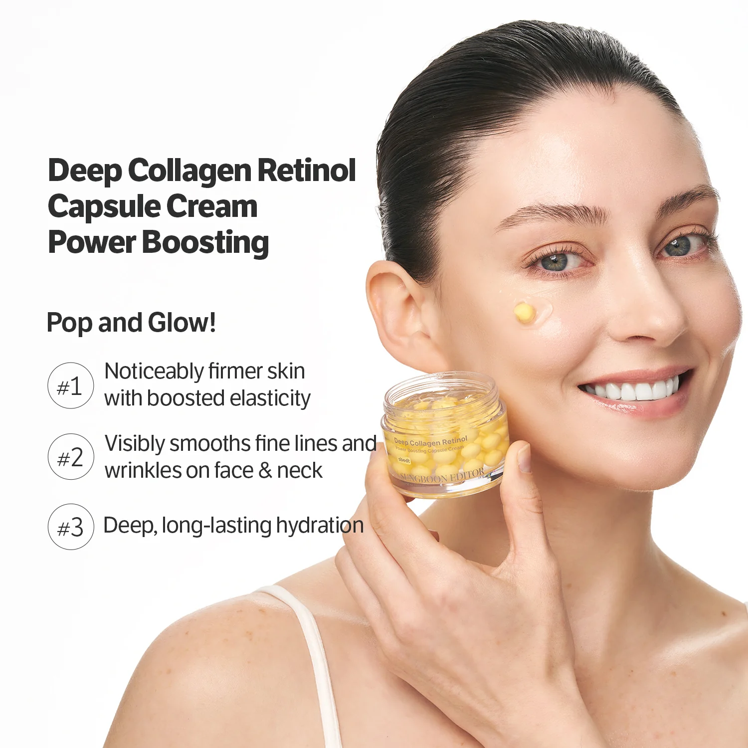Veido kremas SUNGBOON EDITOR Deep Collagen Retinol Power Boosting Capsule Cream – kolageno ir retinolio kremas (50 ml)