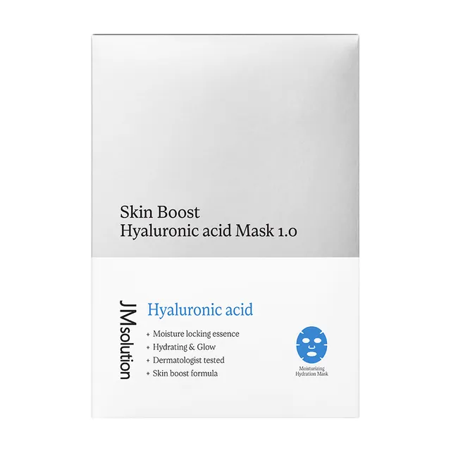 Veido kaukė JMsolution Skin Boost Hyaluronic Acid Mask Set 1.0 – drėkinanti lakštinė kaukė (30 ml)