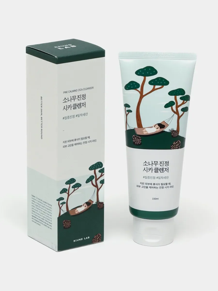 Veido prausiklis ROUND LAB Pine Calming Cica Cleanser – raminantis putojantis prausiklis (150 ml)