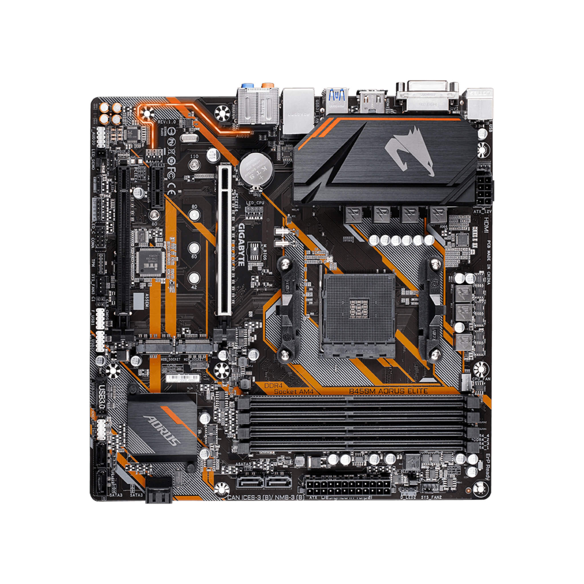 Gigabyte B450M Aorus Elite mATX AM4 Desktop PC Motherboard - GA-B450M-AORUS-ELITE