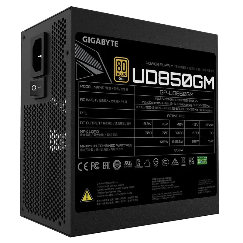 Gigabyte 850W Ultra Durable 80+ Gold Fully Modular Gaming Grade Power Supply - GP-UD850GM