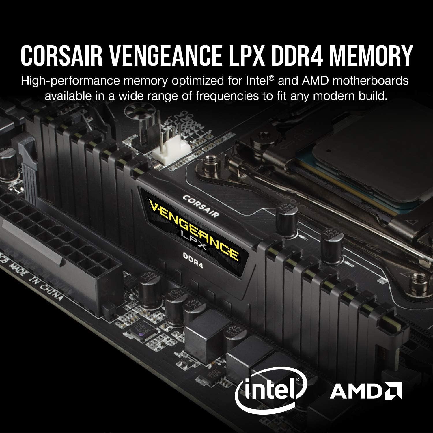 Corsair VENGEANCE® LPX 32GB (2x16GB) DDR4 3200MHz C16 Desktop Memory Kit – Black