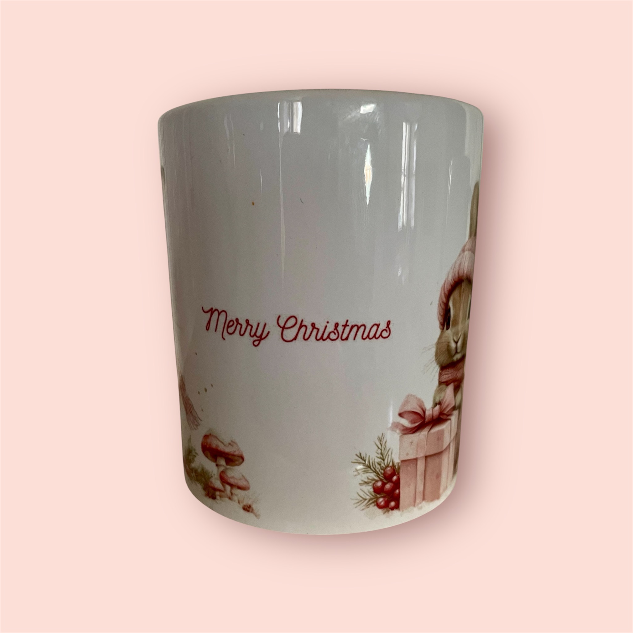 Tazza in ceramica con stampa sublimatica coniglio con scritta Merry Christmas 