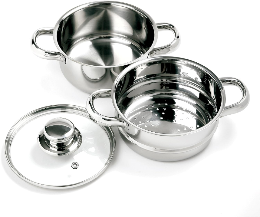 1-Quart Stainless Steel Mini Steamer Cooker, 3 Piece Set