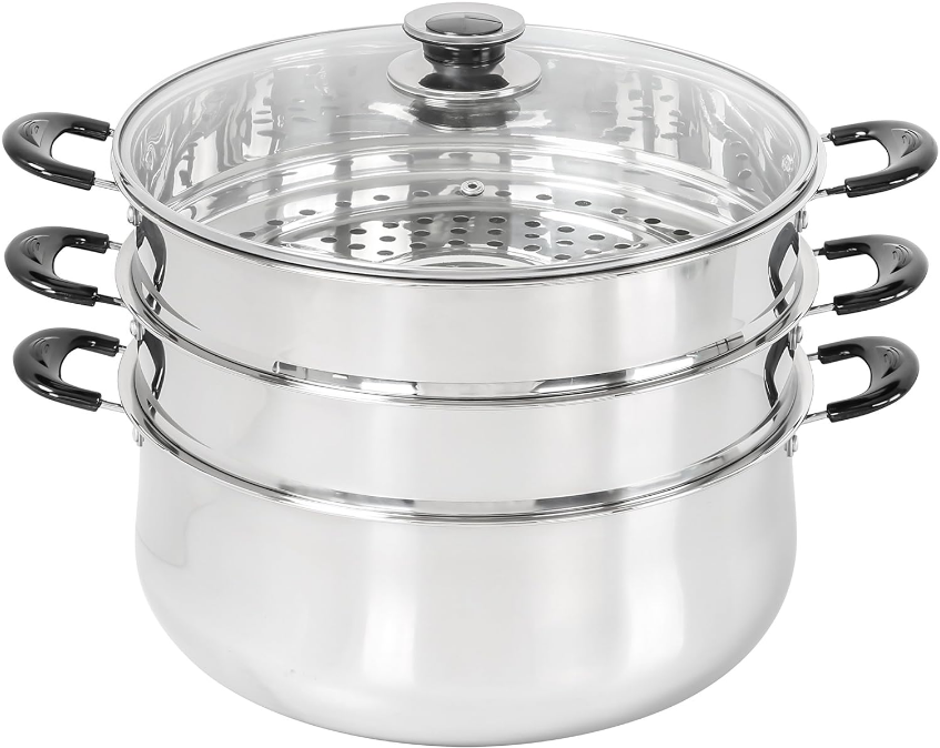 30 CM Stainless Steel 3 Tier Steamer Pot Steaming Cookware - Triply Bottom