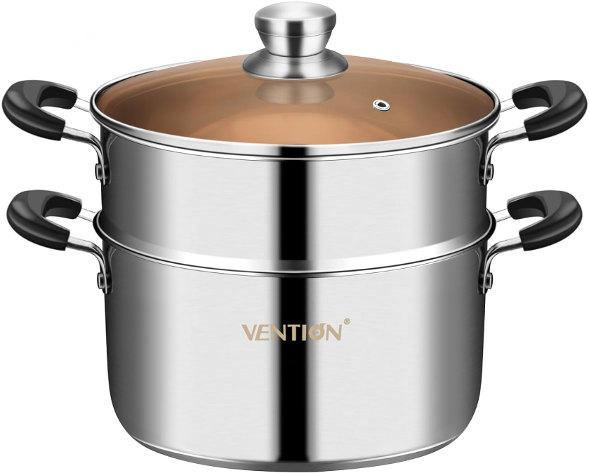 Induction Steamer Pot for Cooking, Vegetable Steamer, Stainless Steel Steamer, 9.4 Inch