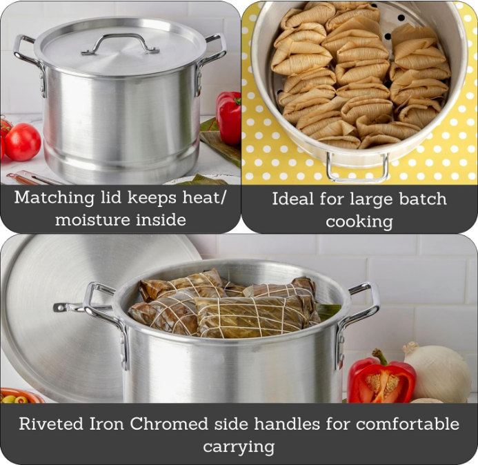 16 Quart Aluminum Cooking Steamer Pot for Seafood and Tamales