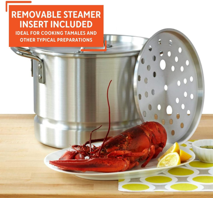 16 Quart Aluminum Cooking Steamer Pot for Seafood and Tamales