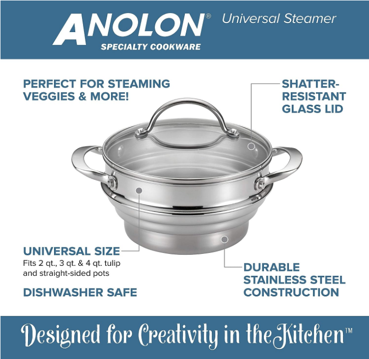 Classic Stainless Steel Steamer Insert with Lid
