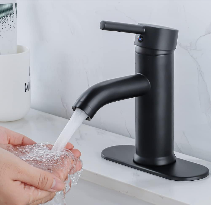 Black Bathroom, Sink, Vanity Faucet Single Handle Matte Black Modern RV Faucet Deck Mount 1 Hole or 3 Holes