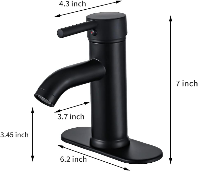 Black Bathroom, Sink, Vanity Faucet Single Handle Matte Black Modern RV Faucet Deck Mount 1 Hole or 3 Holes