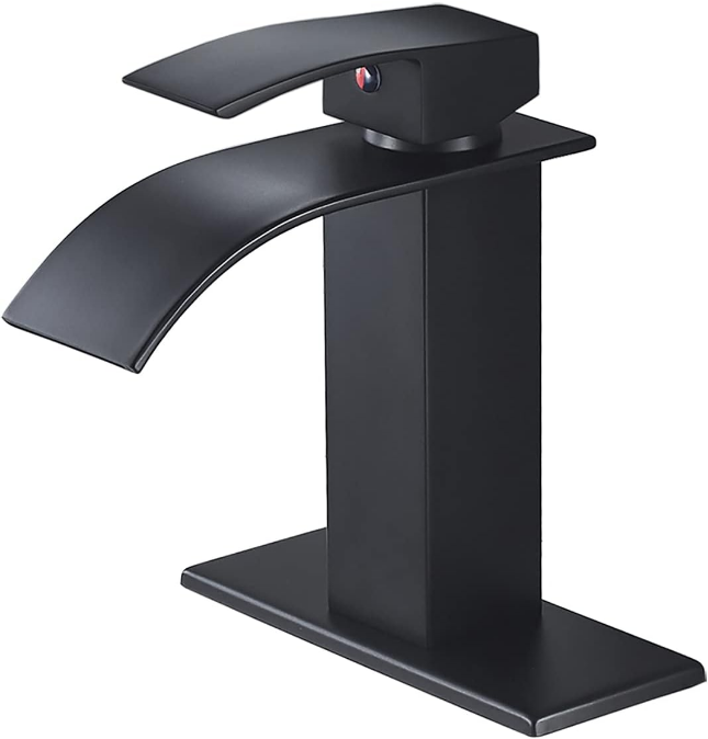 Black Bathroom Faucet Waterfall Single Handle Single Hole Bathroom Sink Faucet Washbasin Faucet with Deck